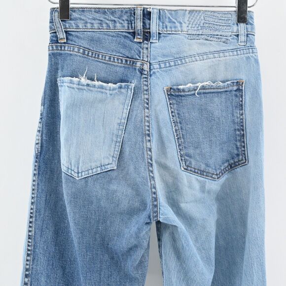 REVICE Jeans Womens Size 27 Color Block Patchwork Distressed High Rise Taper USA - Picture 5 of 12